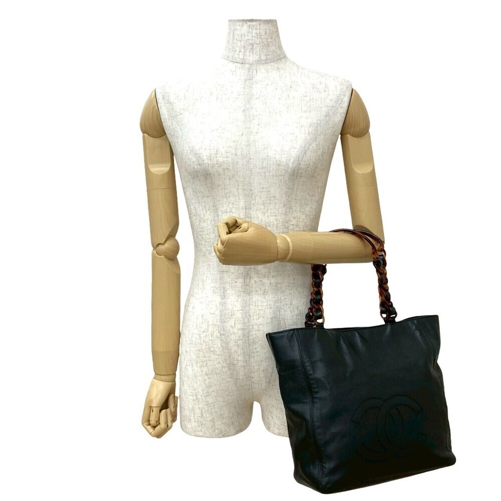 CHANEL Black Caviar Leather Logo Tote Bag - Picture 2 of 10